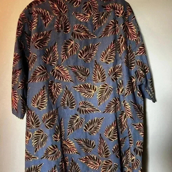 Vintage 90's New Man Hawaiian Shirt in Blue & Gold Size XL Short Sleeve - Picture 3 of 5